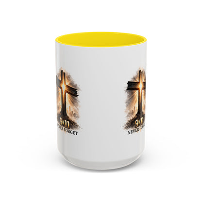 9/11 Never Forget Coffee Mug — Religious Memorial Accent Mug