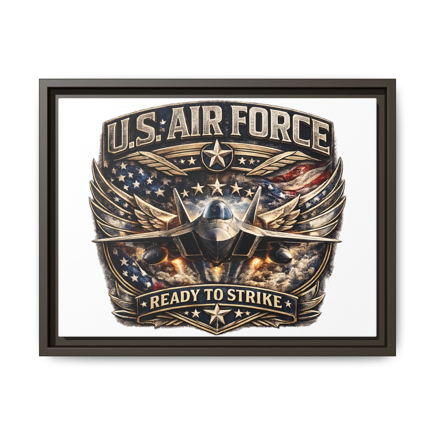 U.S. Air Force Framed Canvas Print – "Ready to Strike" Military Wall Art