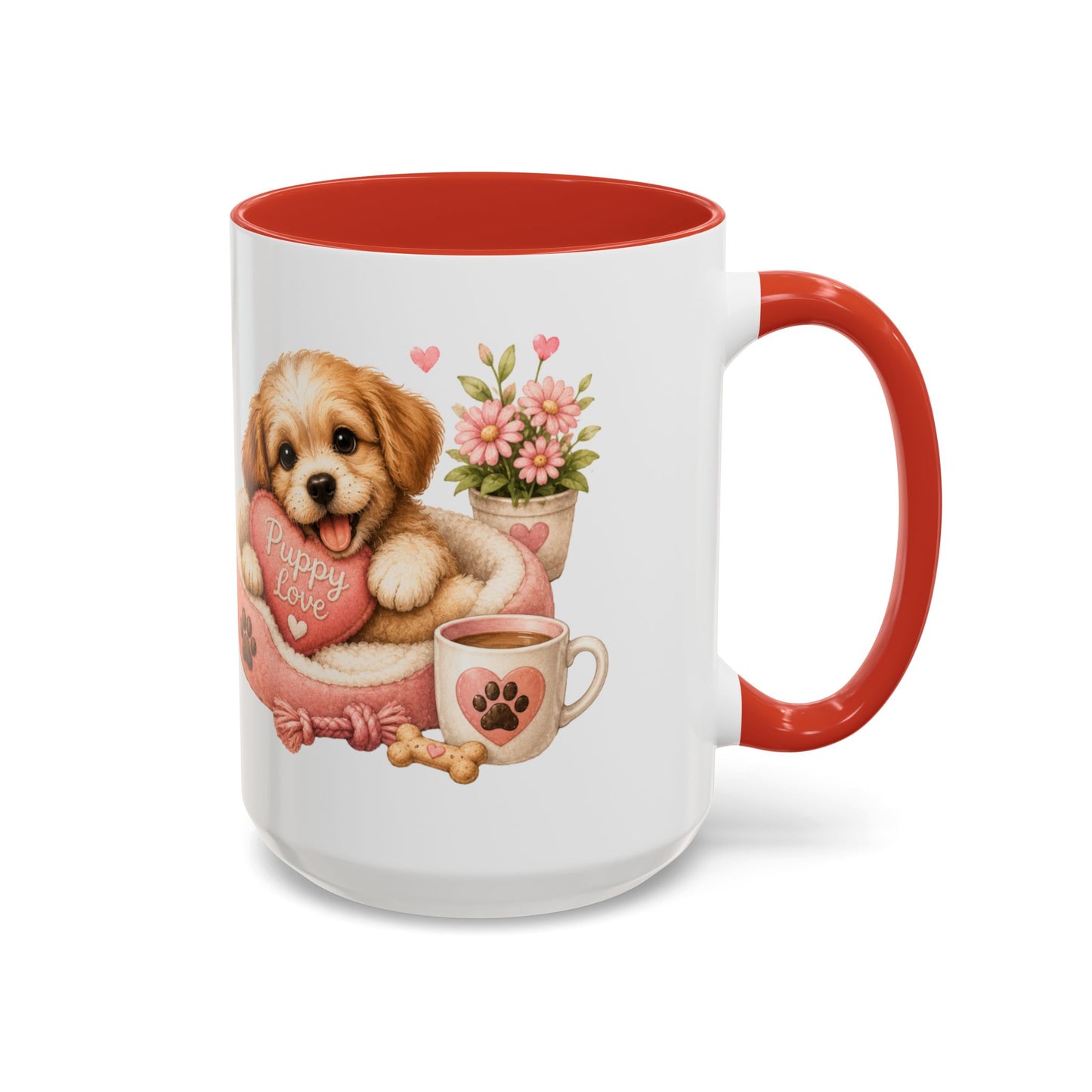 Puppy Love Coffee Mug — Cute Dog Heart Accent Mug (11/15oz)