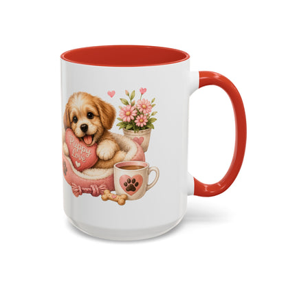 Puppy Love Coffee Mug — Cute Dog Heart Accent Mug (11/15oz)