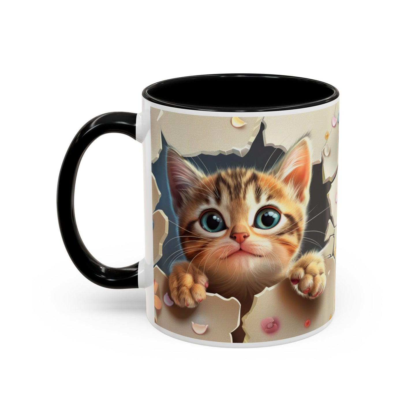 Cute Peekaboo Kitten Accent Coffee Mug — Cat Lover Gift (11/15oz)