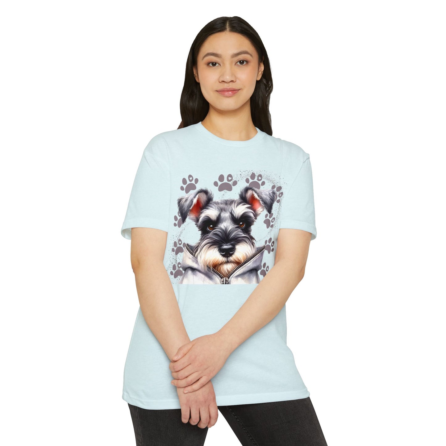Schnauzer Pawprint Graphic T‑Shirt — Cute Dog Portrait Tee for Pet Lovers