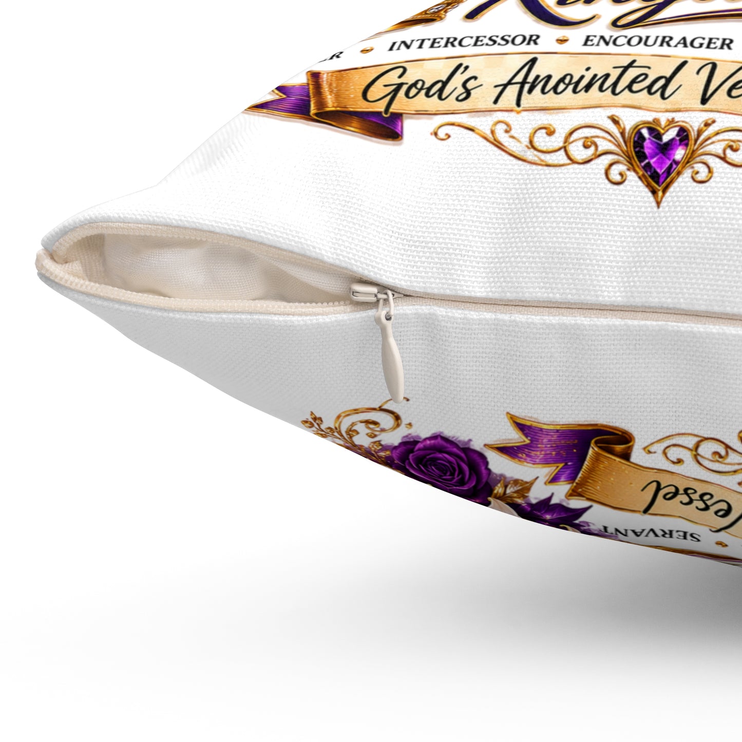 First Lady Faith Pillow — Inspirational Christian Decorative Throw Pillow (Purple Crown, 'Purpose and Passion')