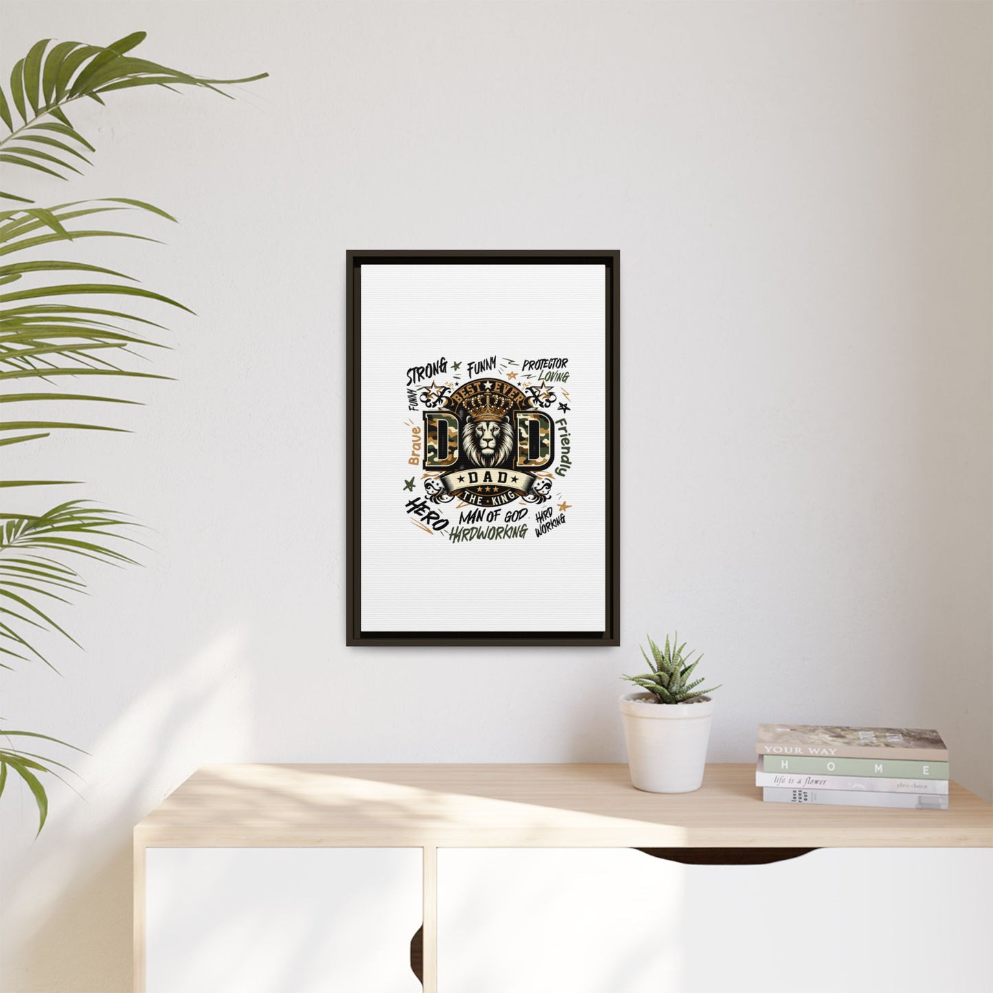 Framed Matte Canvas 'Best Ever DAD' Wall Art – Lion King Design, Father’s Day Gift