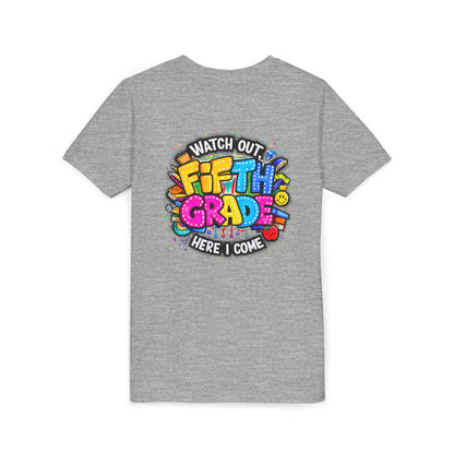 Fifth Grade T‑Shirt for Kids - "Watch Out Fifth Grade Here I Come" Back-to-School Tee
