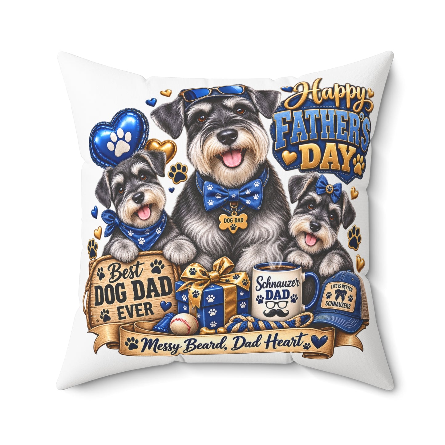 Happy Father’s Day Dog Dad Pillow — Best Dog Dad Ever Schnauzer Gift