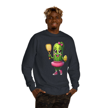 Pickle Paddle T-Shirt — Cute Pickle Playing Pickleball Crewneck