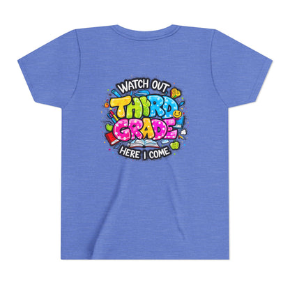 Third Grade Kids T‑Shirt — "Watch Out Third Grade Here I Come" Back-to-School Tee