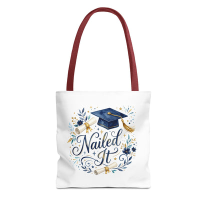 Graduation Tote Bag "Nailed It" – Cap & Diploma Celebration Tote