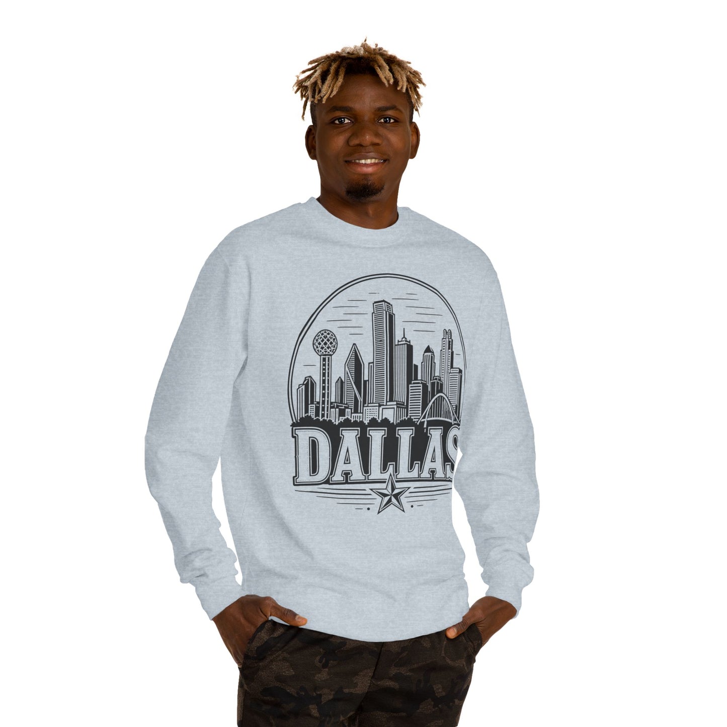 Dallas Skyline Crewneck Sweatshirt — Retro Cityscape Graphic