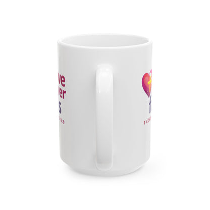 Love Never Fails - 1 Corinthians 13:8 Mug