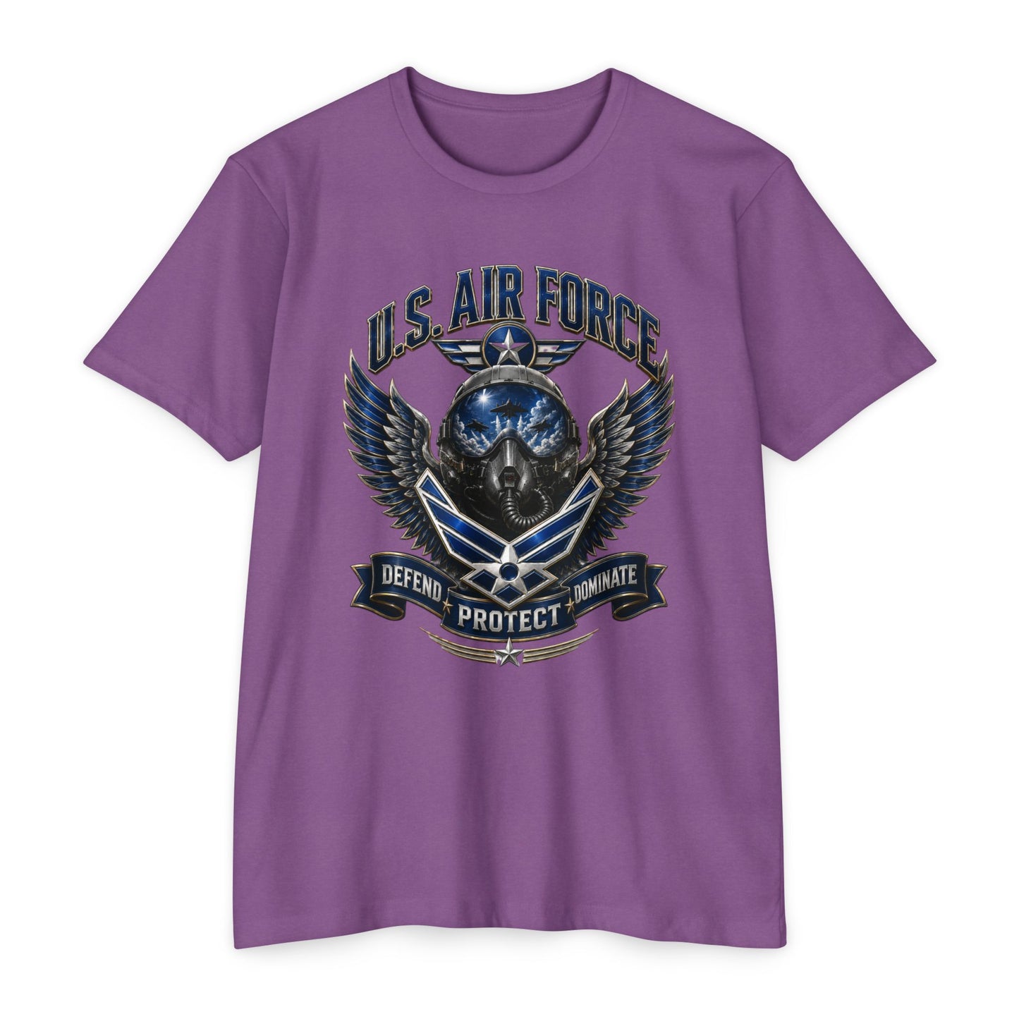 U.S. Air Force Skull Wings T-Shirt — Defend Protect Dominate Military Tee