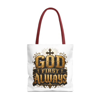 God First Always Tote Bag — Christian Faith Inspirational Canvas Tote