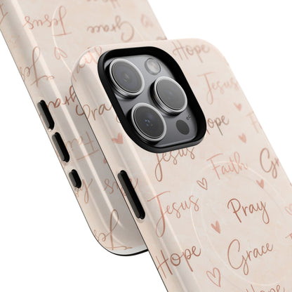 Christian Words Tough Magnetic Phone Case — Hope Pray Grace Jesus Faith