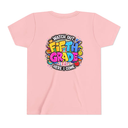 Fifth Grade T‑Shirt for Kids - "Watch Out Fifth Grade Here I Come" Back-to-School Tee