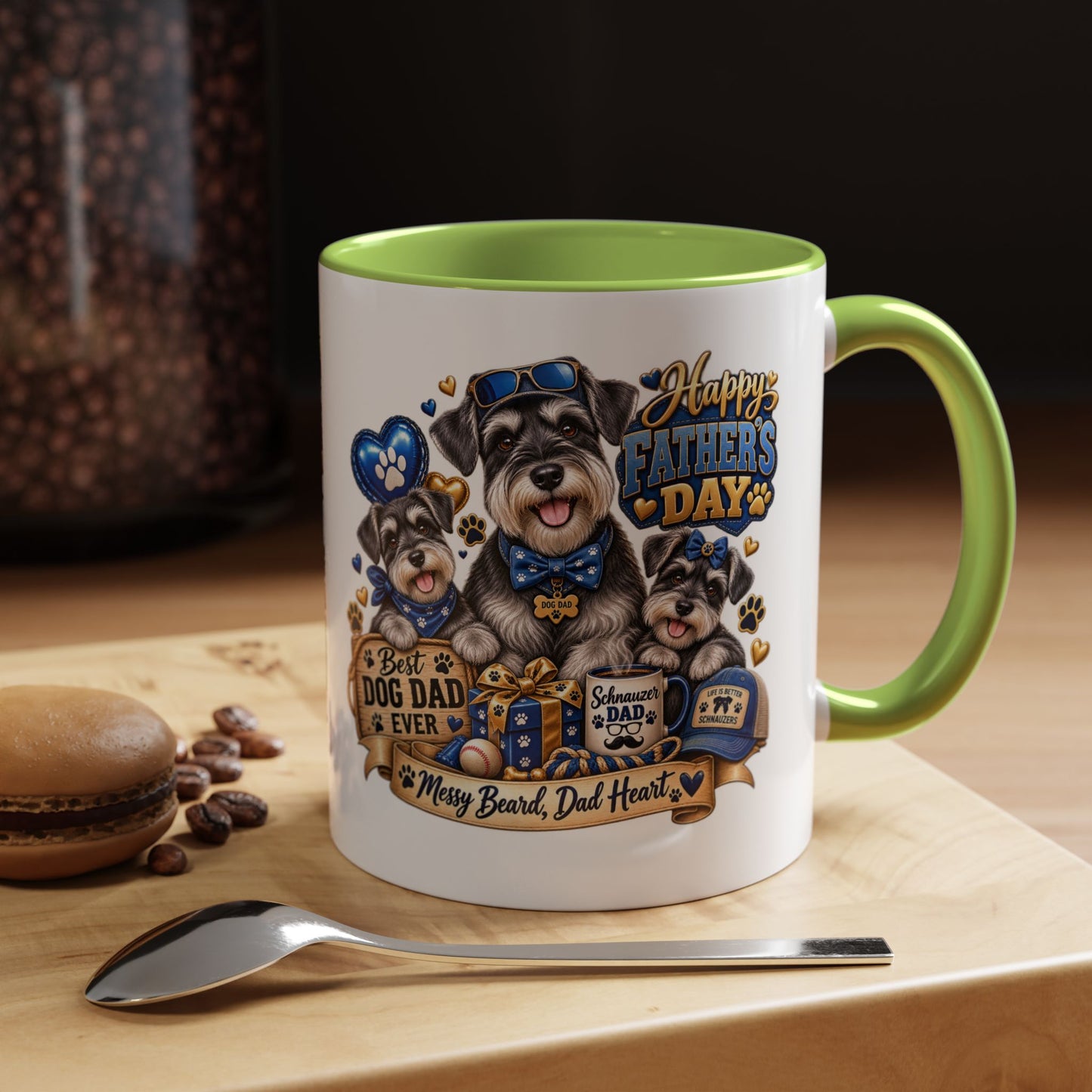 Father's Day Dog Dad Coffee Mug — "Happy Father's Day" Accent Mug (11/15oz)