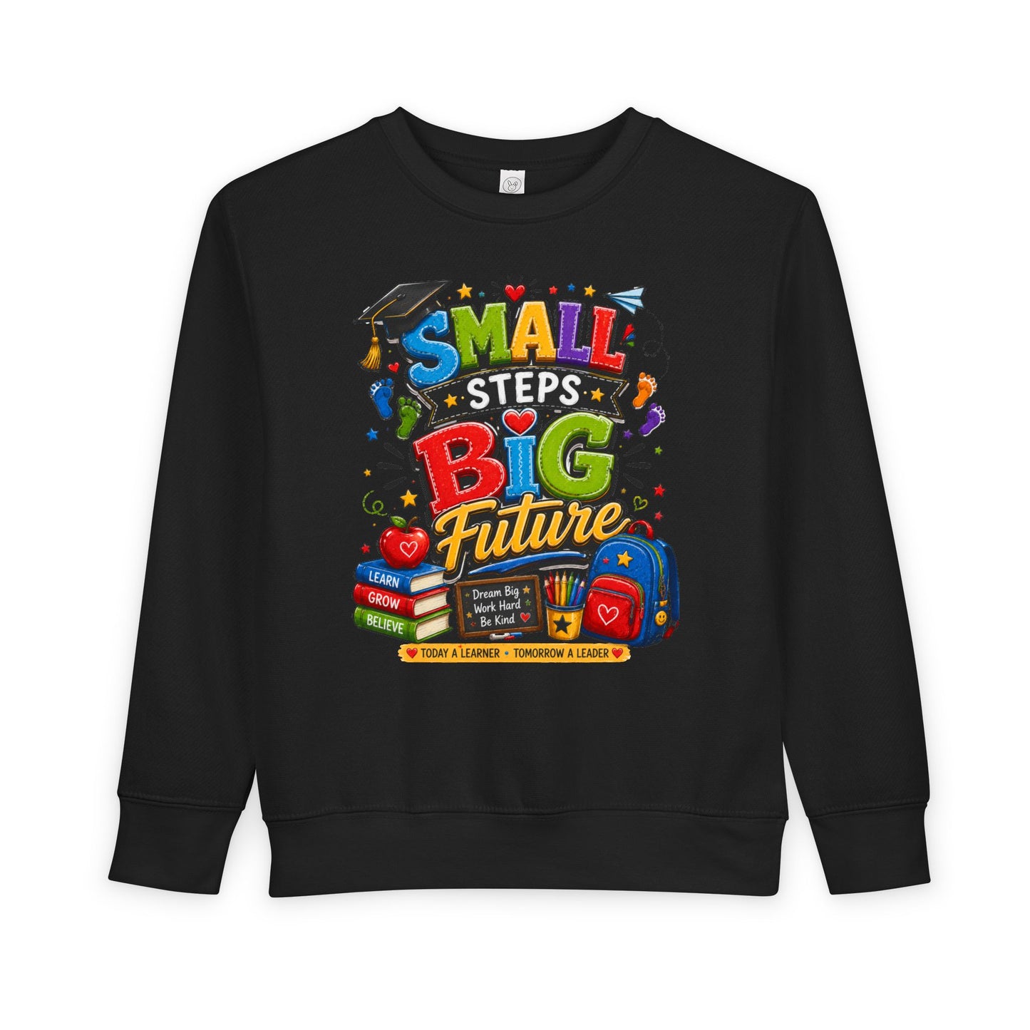 Toddler Sweatshirt - "Small Steps Big Future" Back-to-School Kids Crewneck