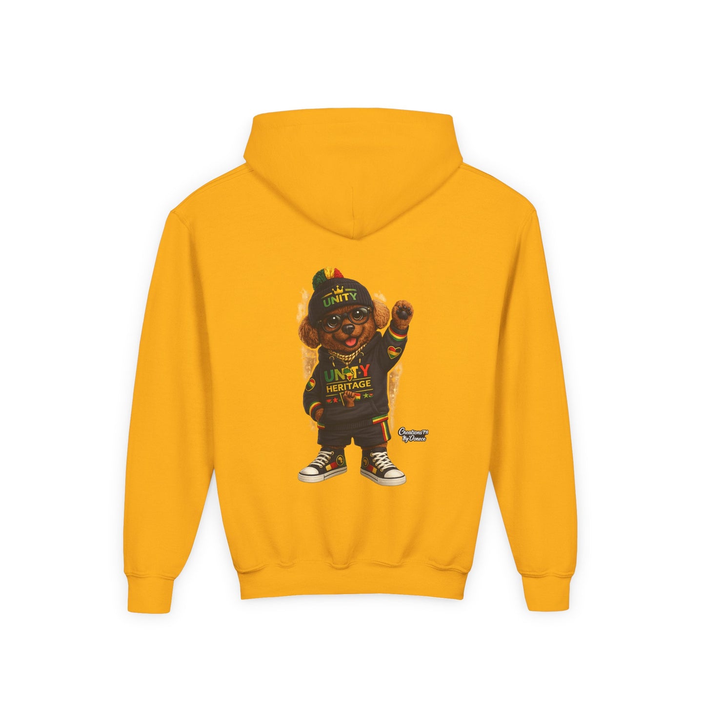 Youth Hoodie — Cool Rasta Bear Graphic Kids Sweatshirt