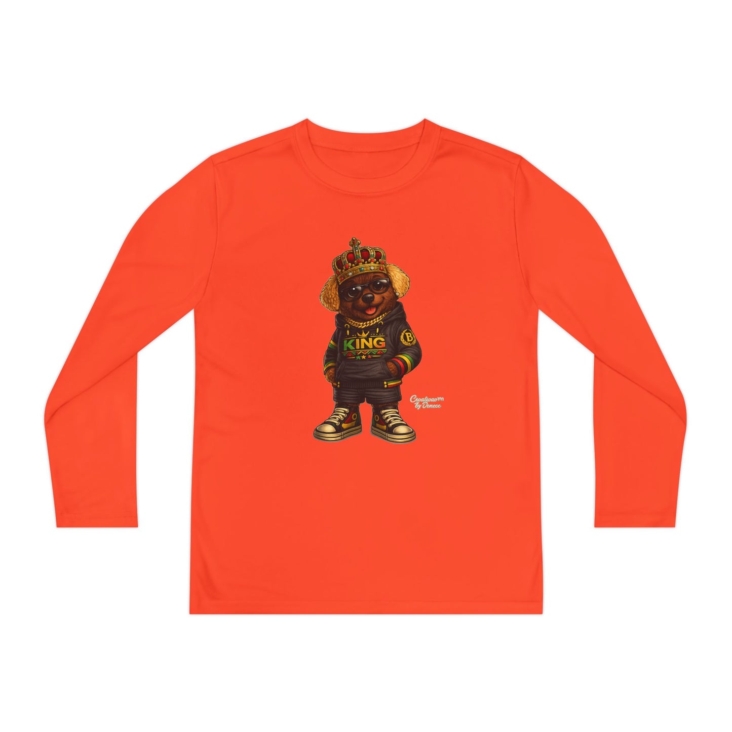 Youth Long Sleeve Tee — 'King' Bear Graphic