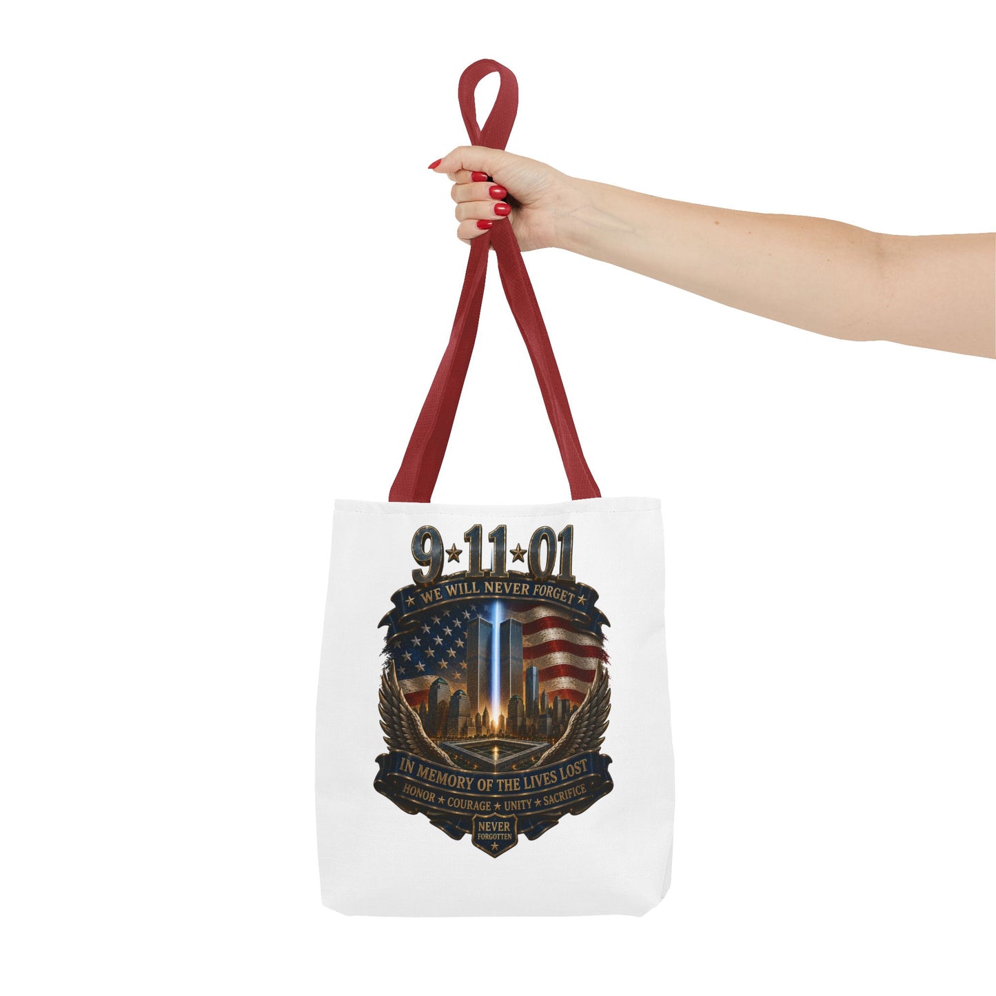 9·11 Memorial Tote Bag — We Will Never Forget Tribute Tote
