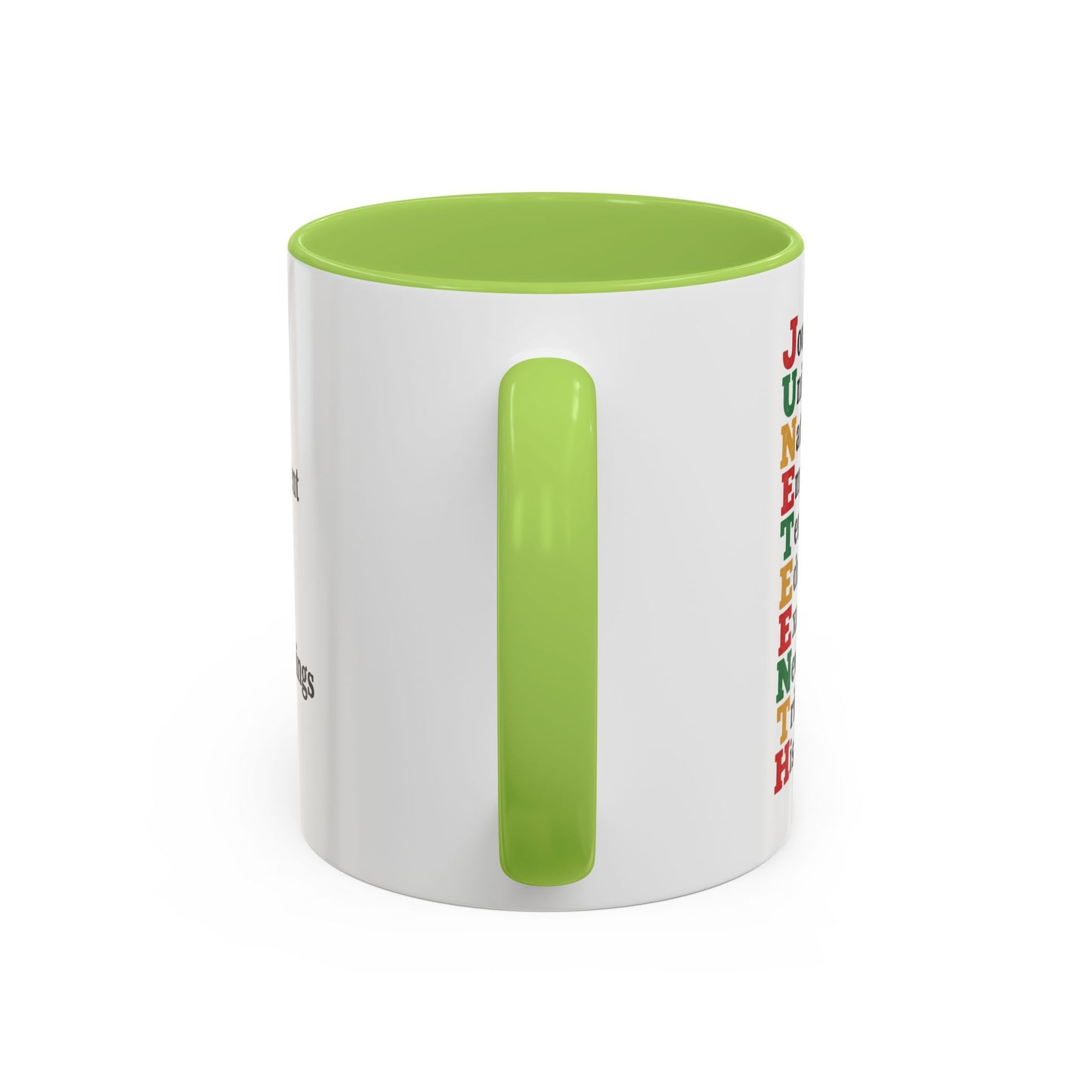 Juneteenth Acronym Accent Coffee Mug – Journey Unity Nation Empowerment (11/15oz)