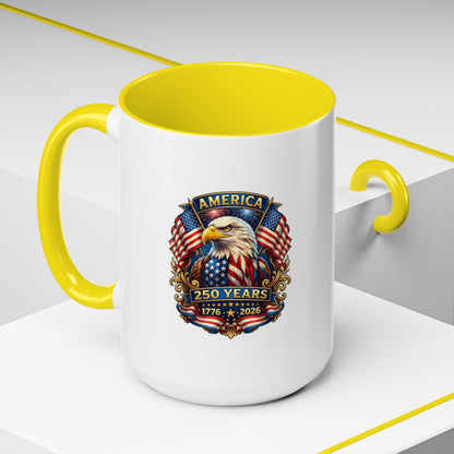 America 250 Years Eagle Coffee Mug — 1776-2026 Patriotic Accent Mug