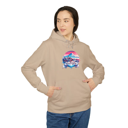 Washington State Skyline Hoodie — Retro Mt. Rainier Travel Pullover