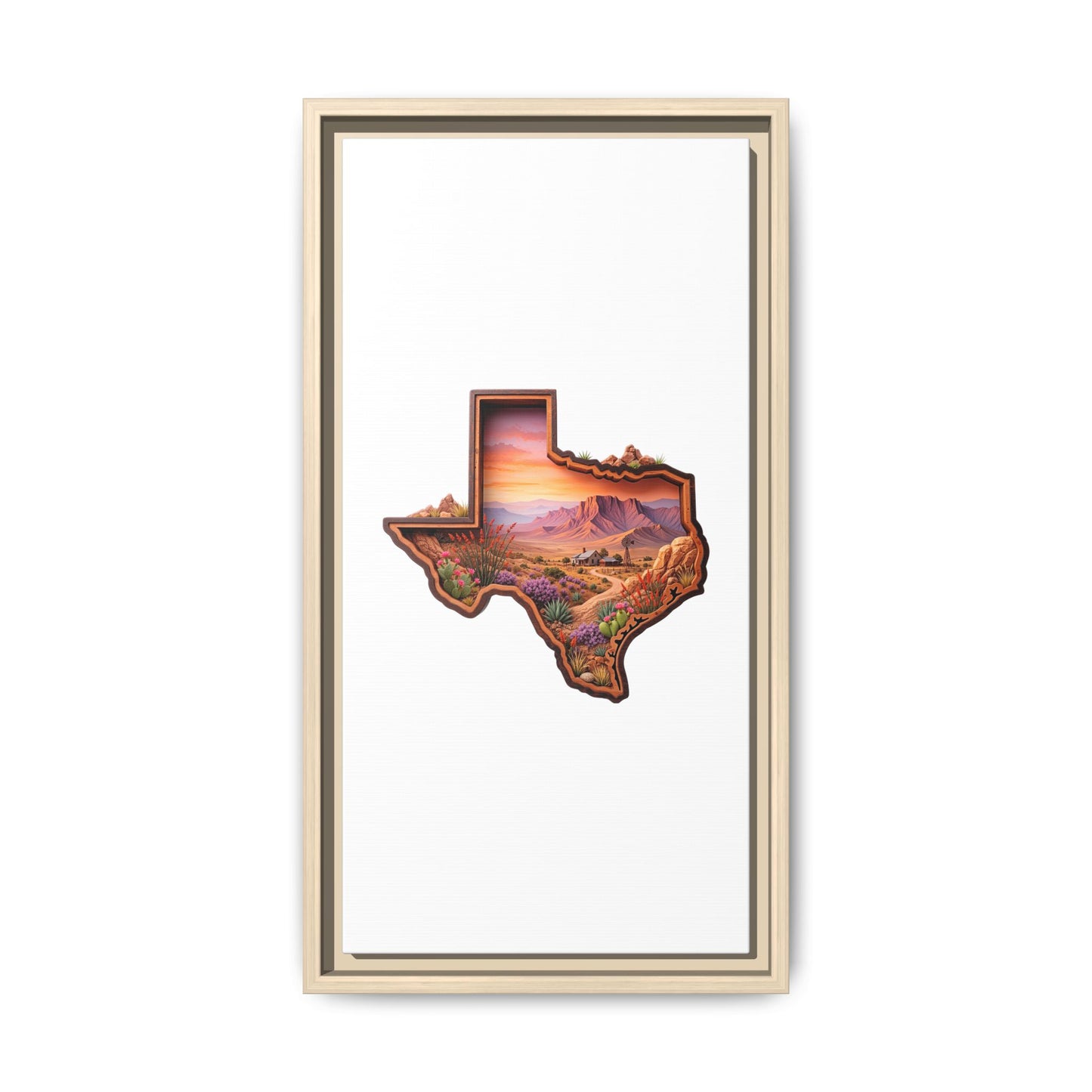 Framed Texas Landscape Matte Canvas — Desert Sunset State Art Print