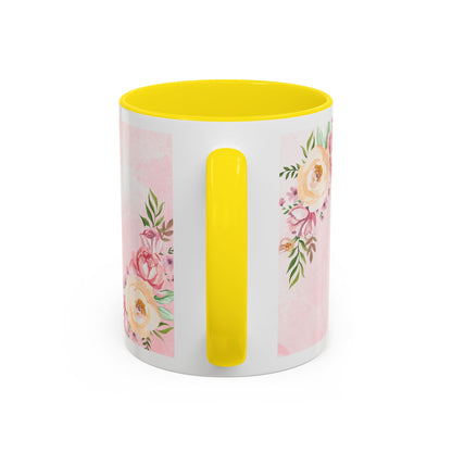 She is Mom Floral Accent Coffee Mug – ‘She is strong, loving, selfless and beautiful’ Gift for Mother’s Day