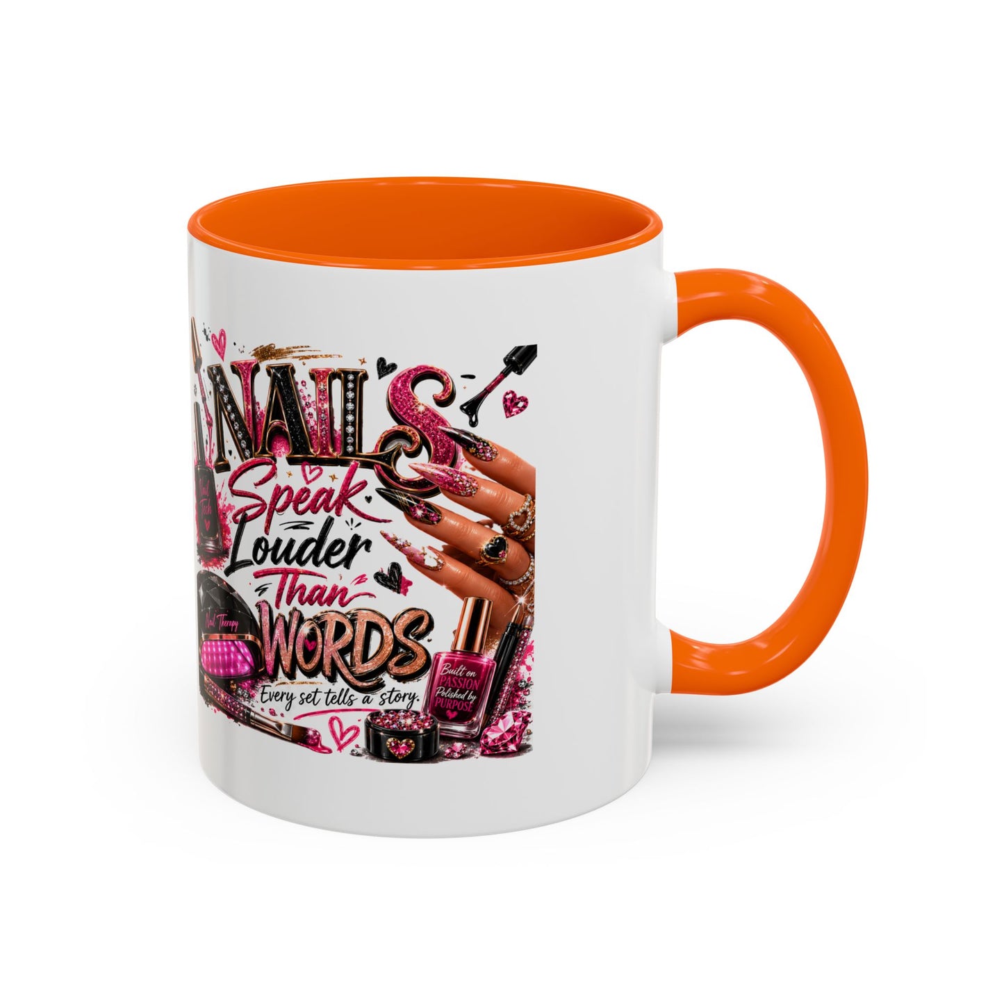 Nails Speak Louder Than Words Accent Coffee Mug — Pink Manicure Beauty Gift (11/15oz)