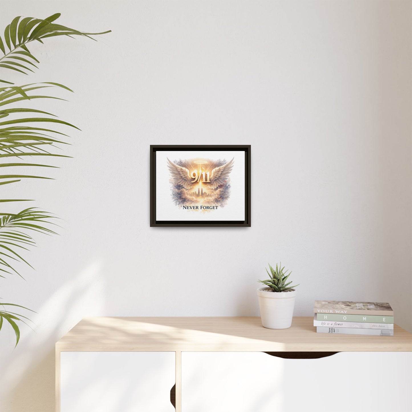 9/11 Memorial Matte Canvas Print — "Never Forget" Framed Wall Art