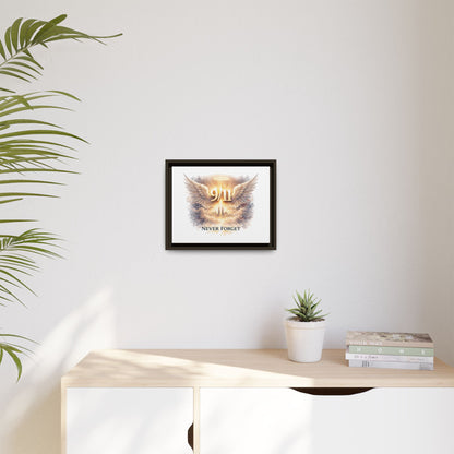 9/11 Memorial Matte Canvas Print — "Never Forget" Framed Wall Art