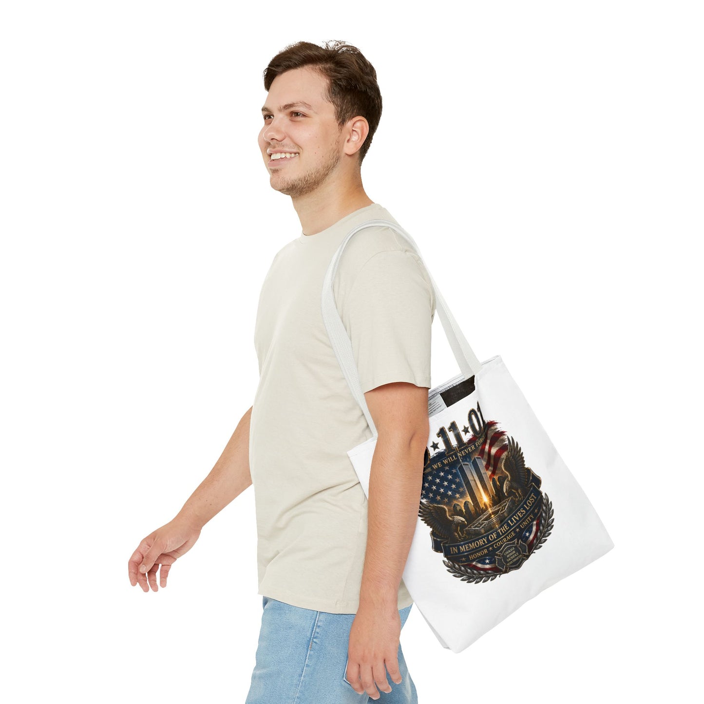 9/11 Memorial Tote Bag — We Will Never Forget Tribute Tote
