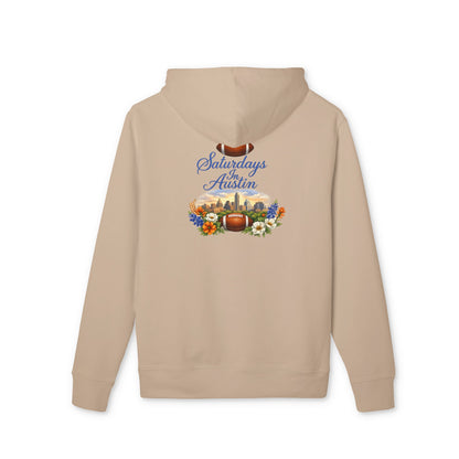 Saturdays in Austin Hoodie — Scenic Austin Skyline & Autumn Graphic