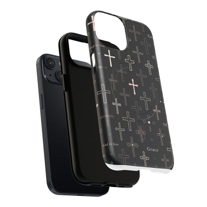 Magnetic Phone Case — Black Crosses "Grace" Protective Cover