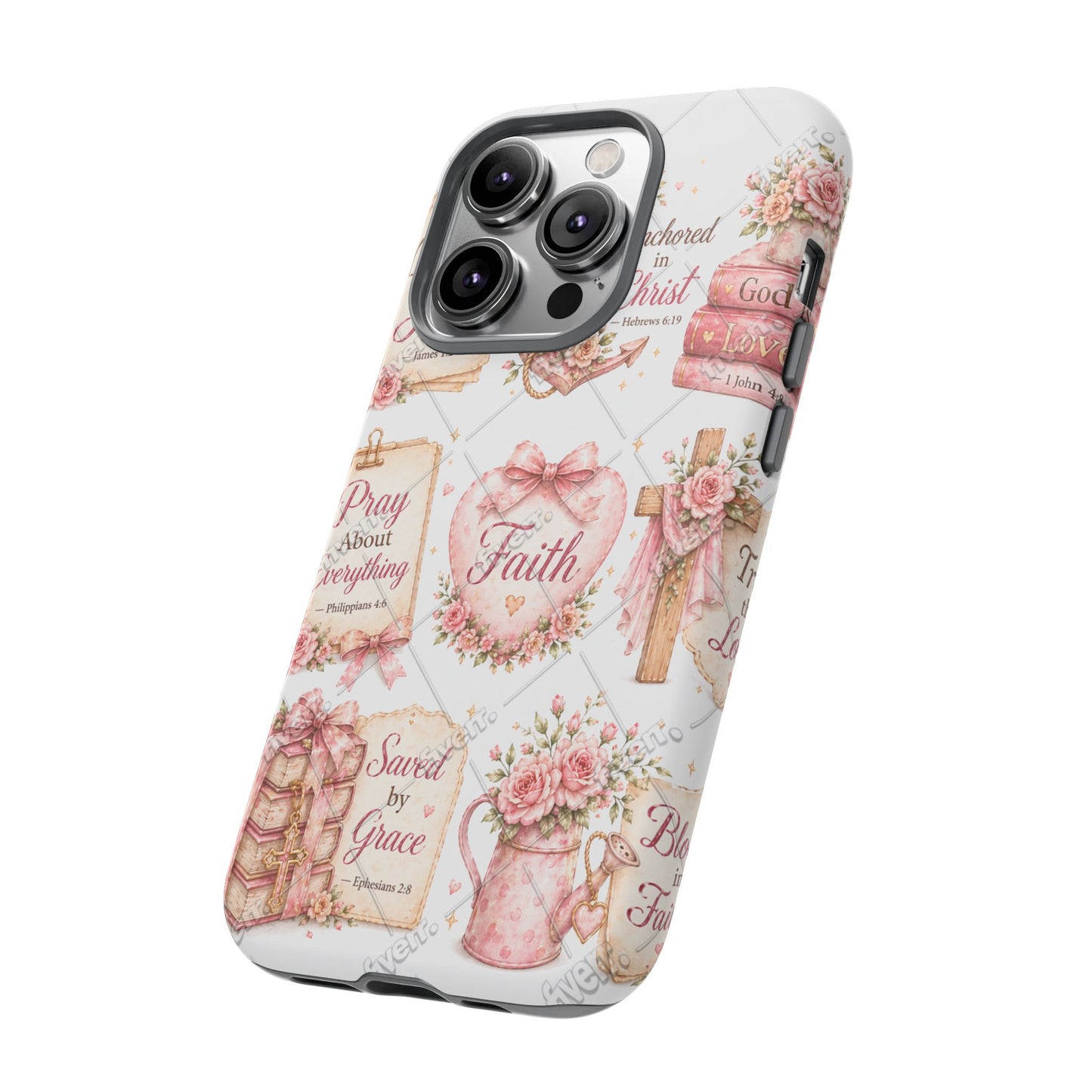 Faith Floral Phone Case – Christian Inspirational Scripture iPhone Cover (Choose Joy, Pray, Faith)