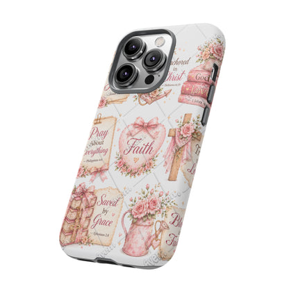 Faith Floral Phone Case – Christian Inspirational Scripture iPhone Cover (Choose Joy, Pray, Faith)