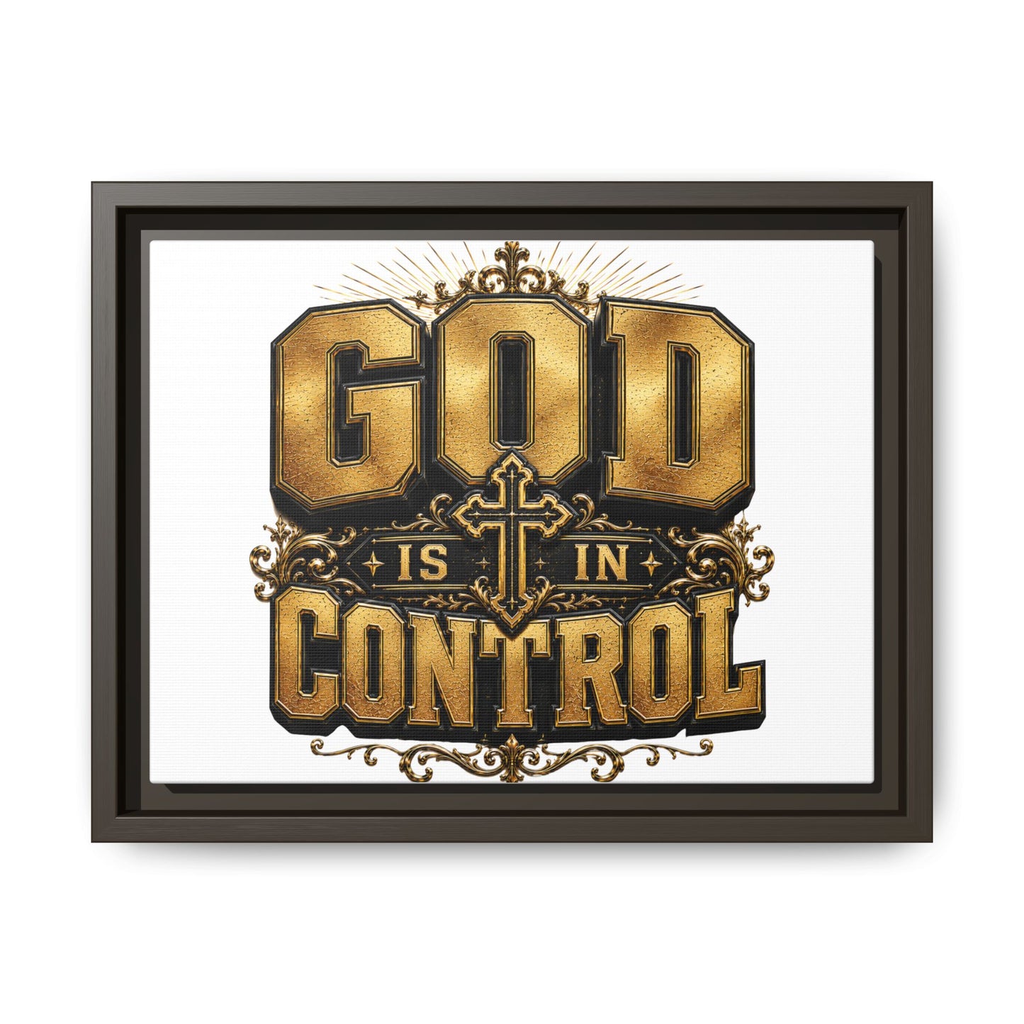 Framed Matte Canvas — "God Is In Control" Inspirational Wall Art