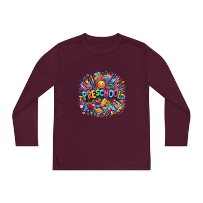 Youth Preschool Long Sleeve Tee - Colorful School Supplies Design