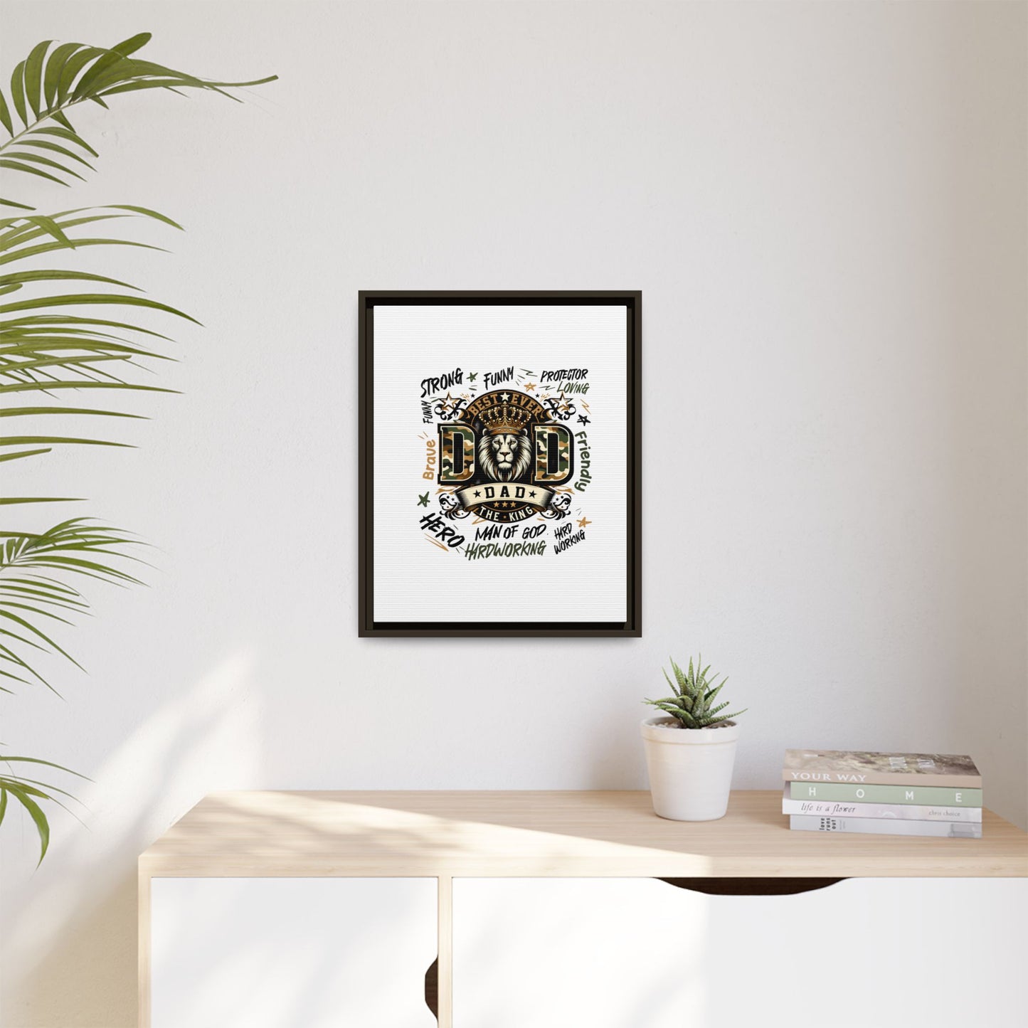 Framed Matte Canvas 'Best Ever DAD' Wall Art – Lion King Design, Father’s Day Gift