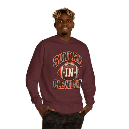 Sundays in Cleveland Football Crewneck Sweatshirt