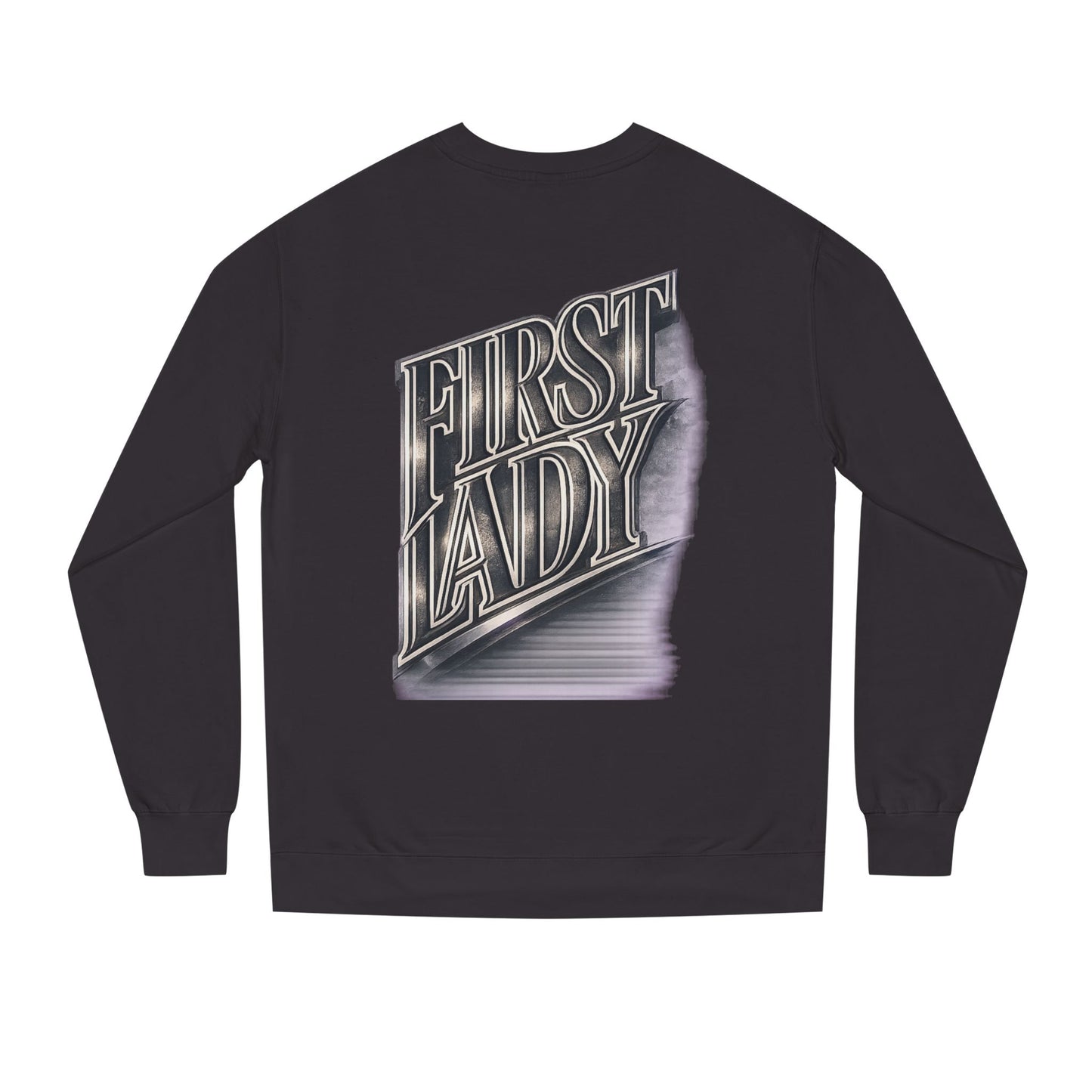 First Lady Graphic Sweatshirt — Retro Metallic Typography Crewneck
