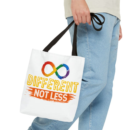 Autism Pride Tote Bag — "Different Not Less" Rainbow Infinity Reusable Shopper