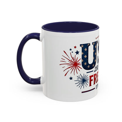 USA 250 Years of Freedom Accent Coffee Mug – 1776–2026 Patriotic Fourth of July Gift