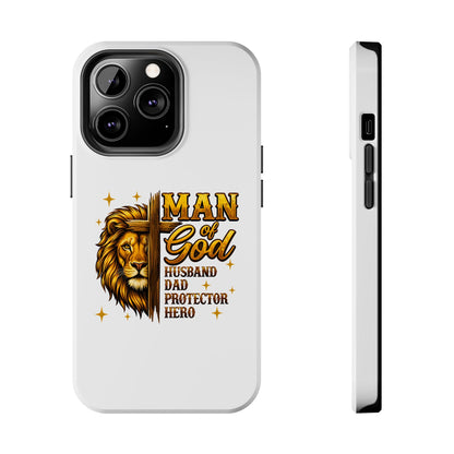 Man of God Lion Phone Case — ‘Man of God’ Christian Protector Dad Gift