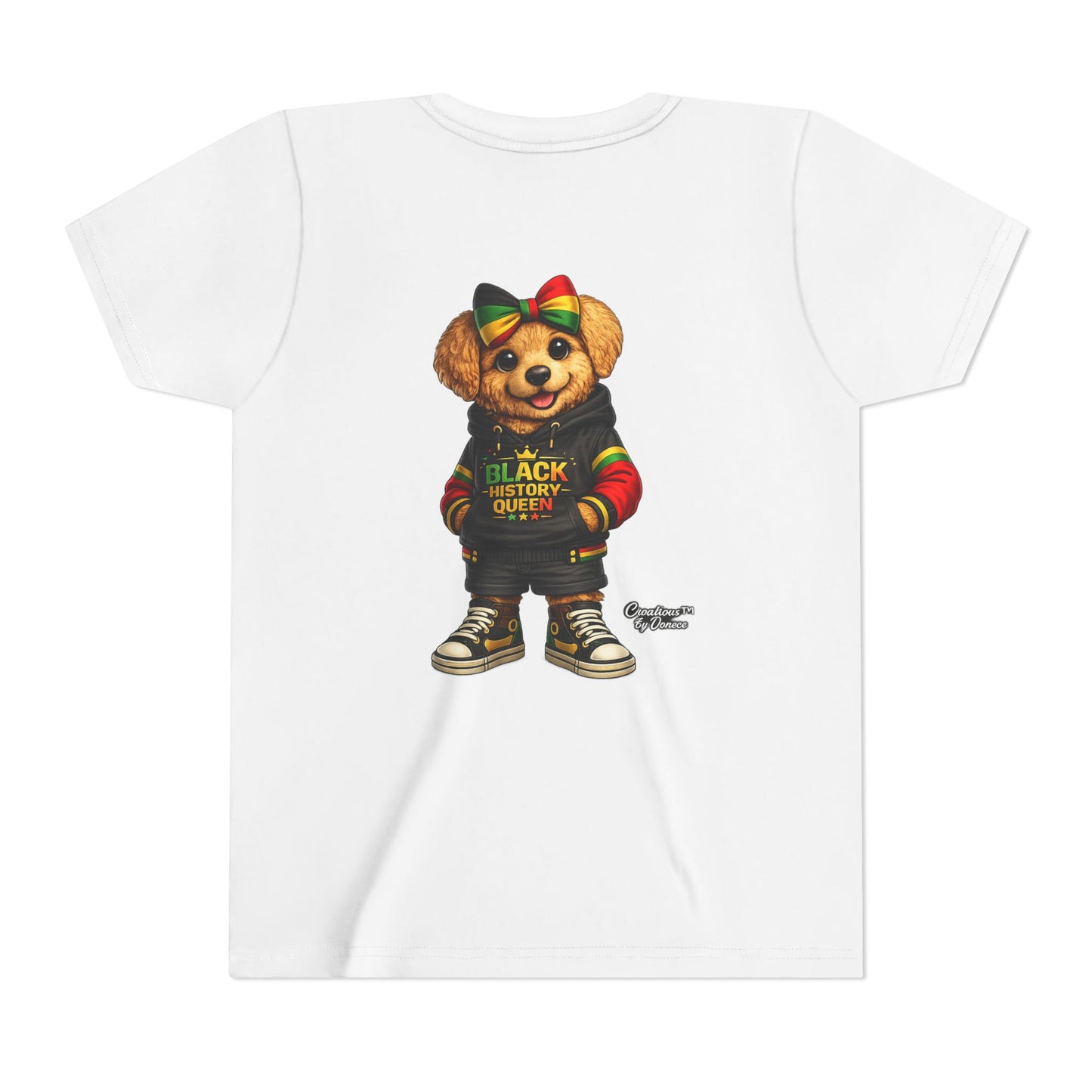 Youth Tee — Black History Queen Bear Graphic T-Shirt