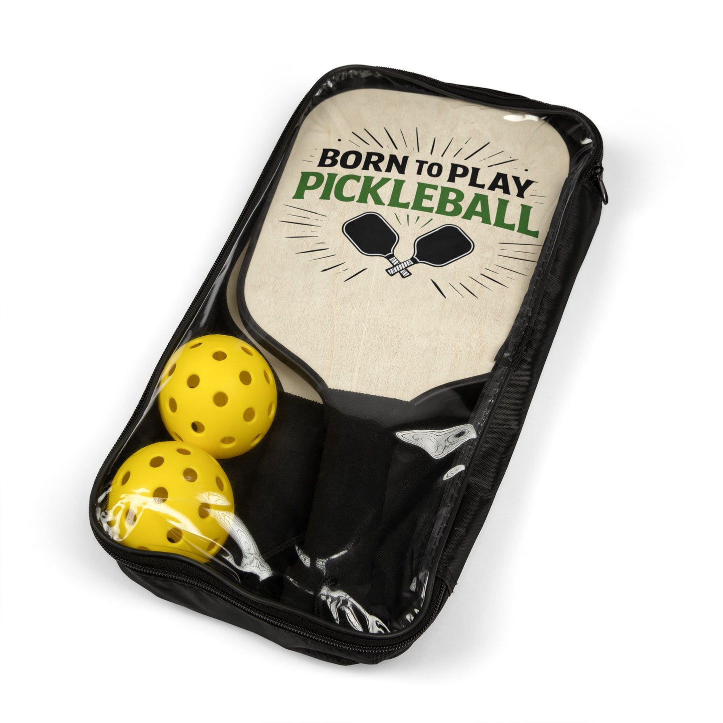 Pickleball Paddle Set – "Born to Play Pickleball" Kit (2 Paddles + Balls)