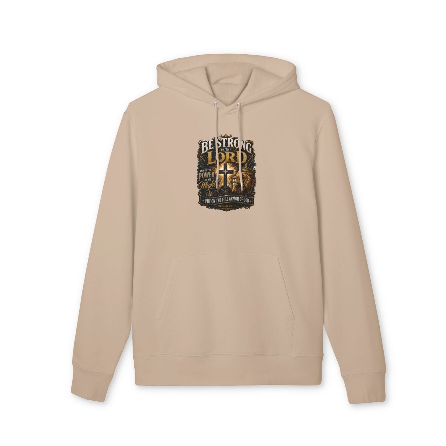 Be Strong in the Lord Hoodie — Christian Cross Faith Sweatshirt