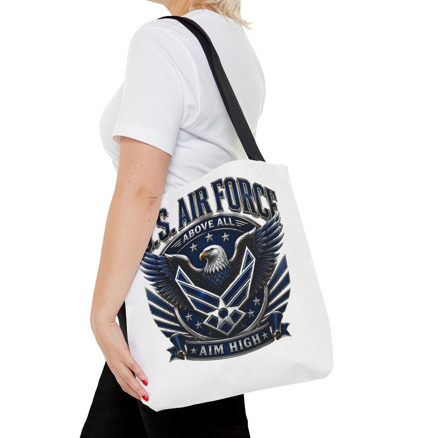 U.S. Air Force Eagle Tote Bag - "Aim High" Military Canvas Tote