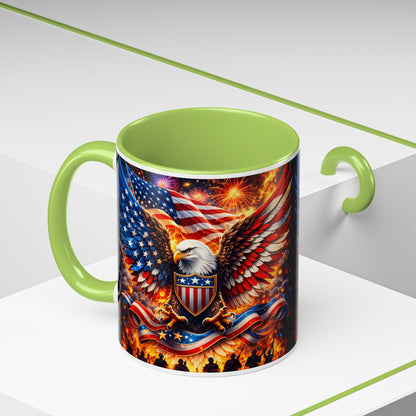 Patriotic Eagle Coffee Mug — American Flag Bald Eagle Accent Mug (11/15oz)